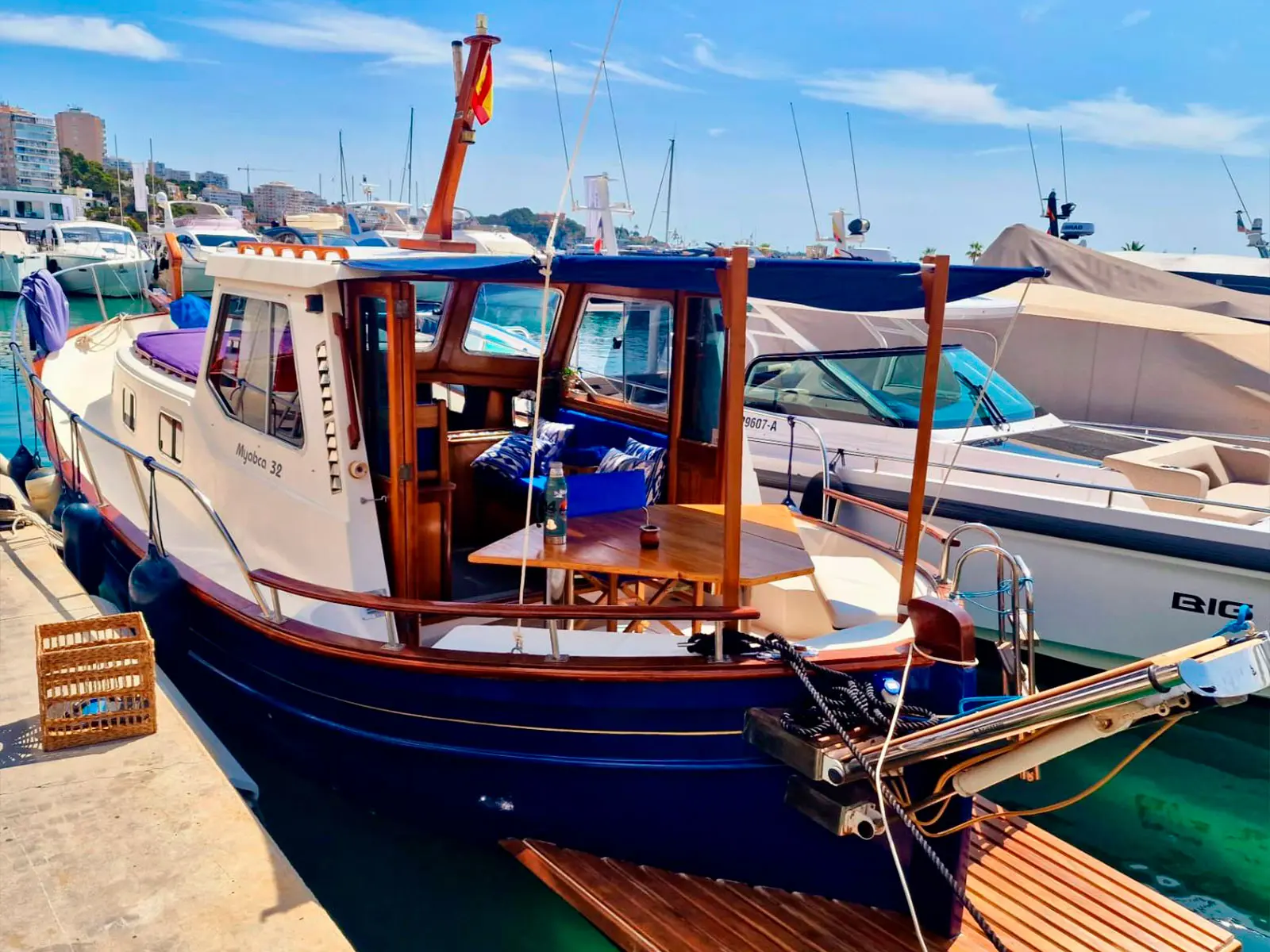 Traditional Mallorcan boat near cruise terminal