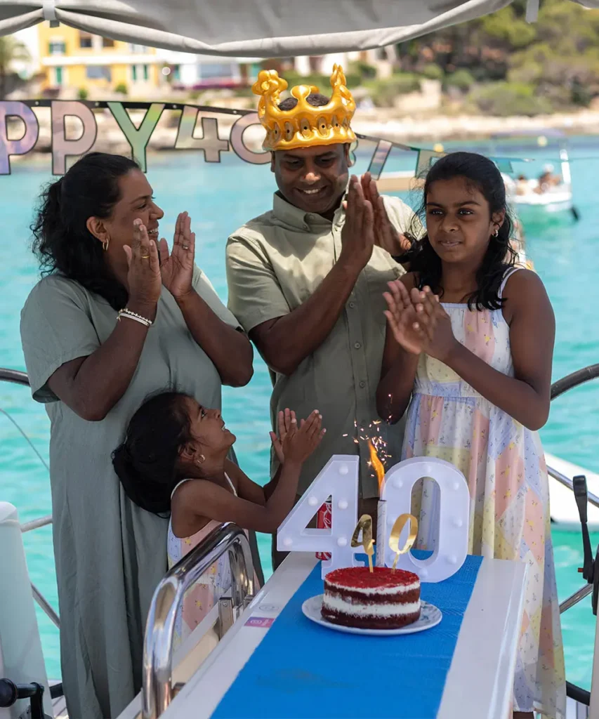 Celebration cake on board Islander Charter yacht