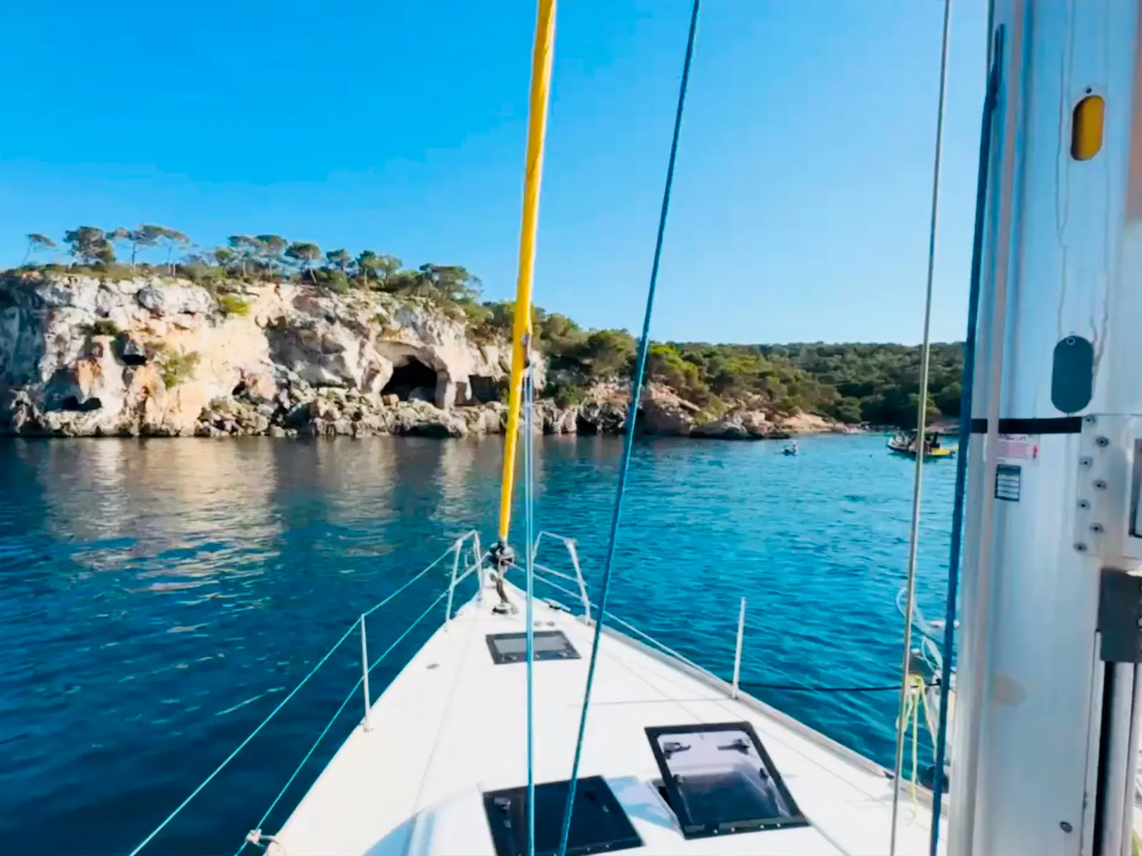 Dufour 460 Grand Large bow view – Sailing charter Palma de Mallorca
