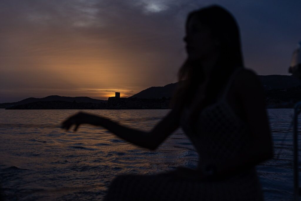 Total solar eclipse + sunset over the sea
